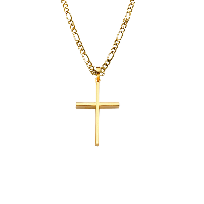 14k Gold Cross Pendant with Solid Chain - LE-2218