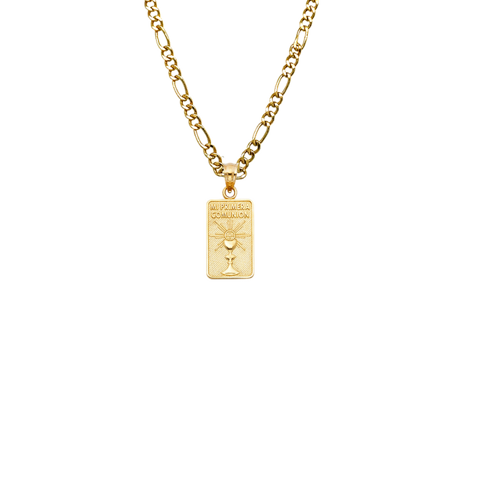 14k Mi Primera Comunion Gold Pendant and Solid Chain - LE-251