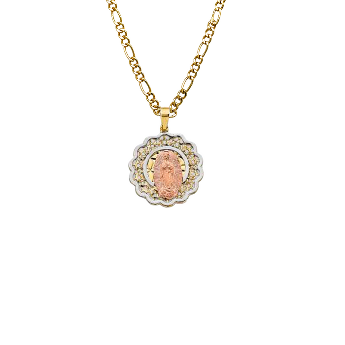 14k Virgin Mary Gold Pendant with Solid Chain - LE-3068