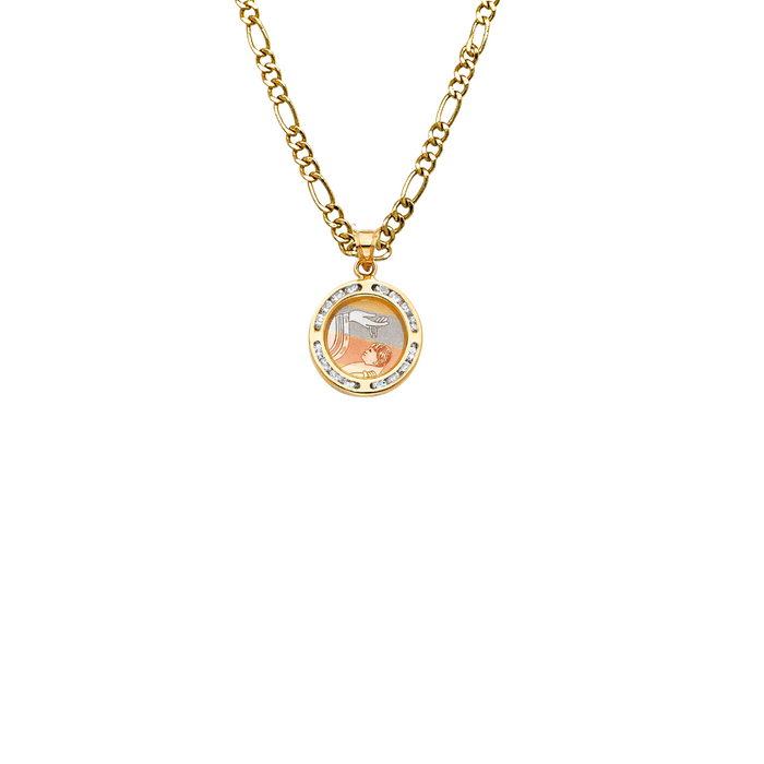 14k Baptism Gold Pendant with Solid Chain - LE-193