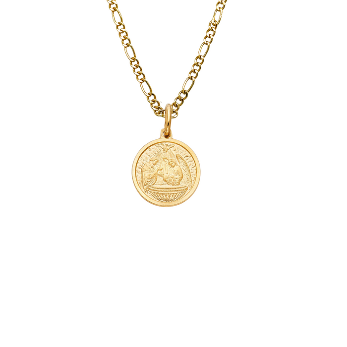 14k Baptism Gold Pendant with Solid Chain - LE-285