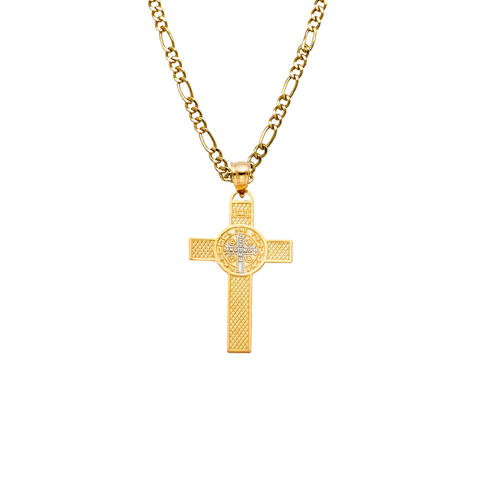 14k San Benito Gold Cross Pendant with Solid Chain - LE-1147