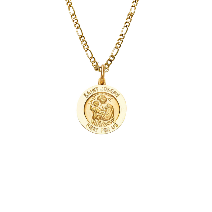 14k Saint Joseph Gold Pendant with Solid Chain - LE-274