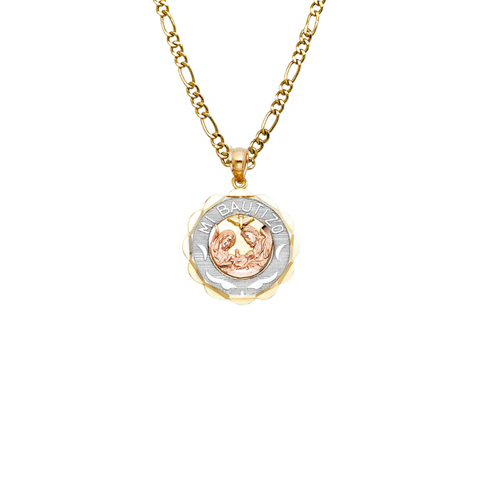 14k Baptism Gold Pendant with Solid Chain - LE-247