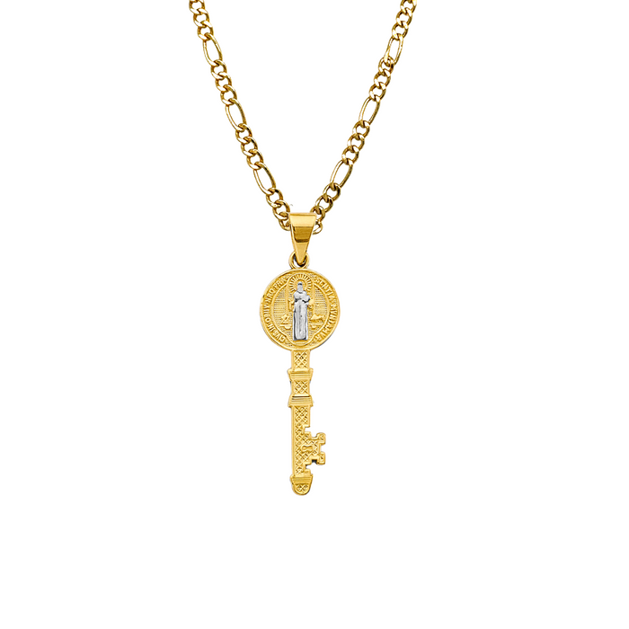 14k San Benito Large Gold Key Pendant with Solid Chain - LE-2877