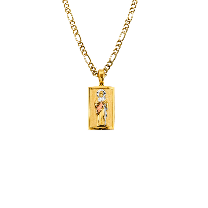 14k San Judas Gold Tri-Color Pendant with Solid Chain - LE-3072