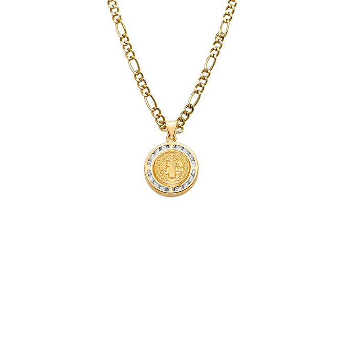 14k San Benito Two Sided Gold Pendant with Solid Chain - LE-2517