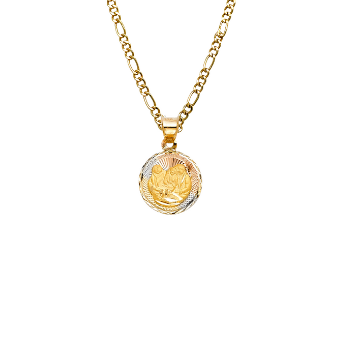 14k Baptism TriColor Gold Pendant and Solid Chain - LE-303