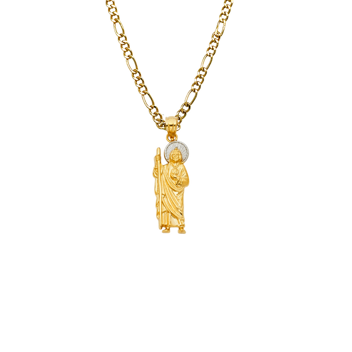 14k Small San Judas Gold Pendant with Solid Chain - LE-101