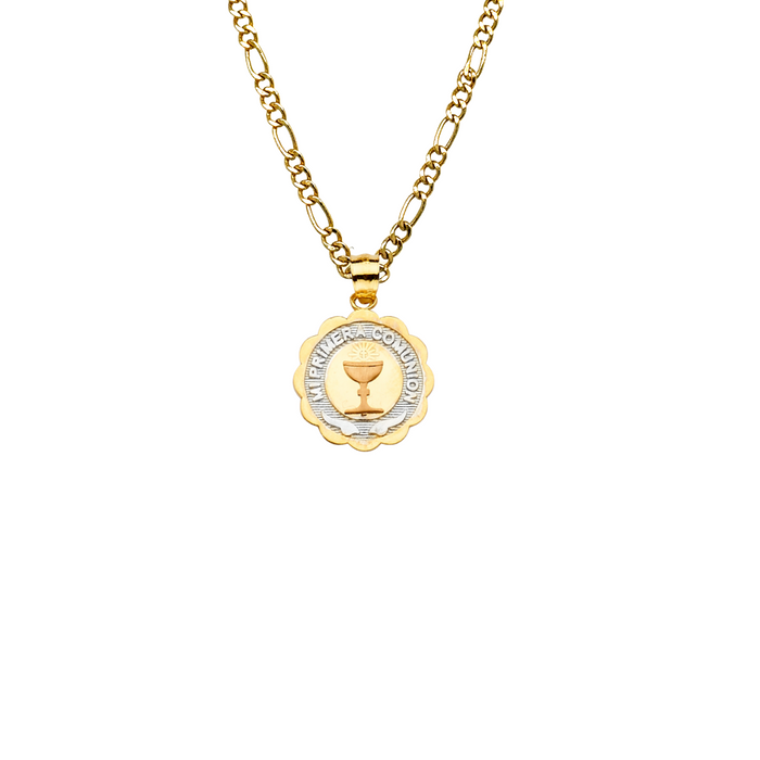 14k Mi Primera Comunion Gold Pendant and Solid Chain - LE-2280