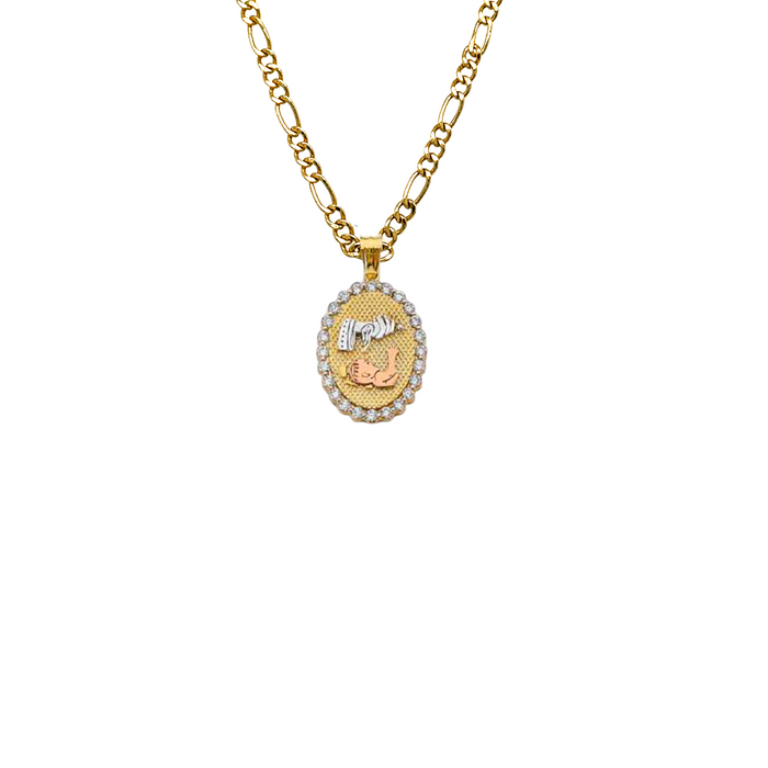 14k Baptism Gold Pendant with Solid Chain - LE-2635