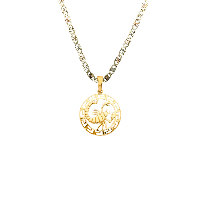 14k Scorpio Zodiac Sign Gold Pendant with Solid Chain - LE-3036