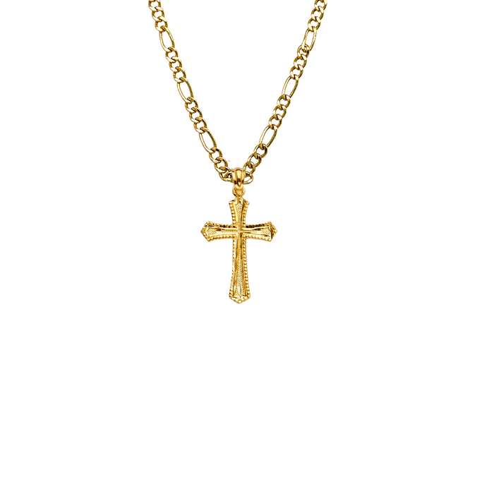 14k Gold Cross Pendant with Solid Chain - LE-2222