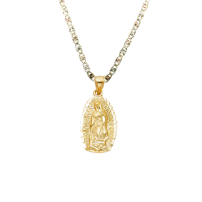 14k Virgin Mary Pendant and Solid Chain - LE-1077