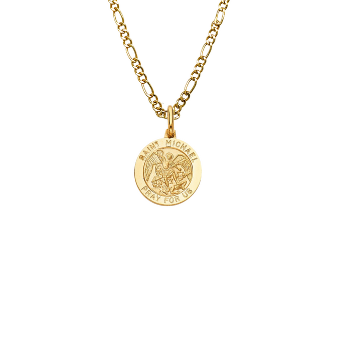 14k Saint Michael Gold Pendant with Solid Chain - LE-282