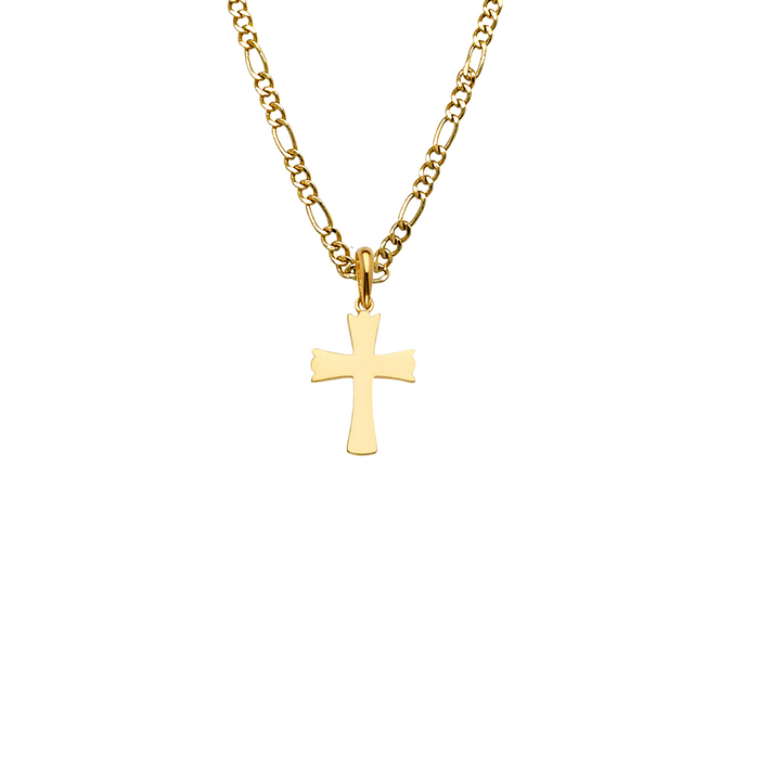 14k Gold Cross Pendant with Solid Chain - LE-2227