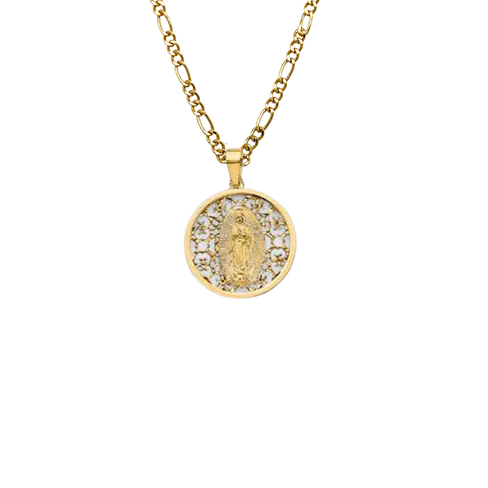 14k Virgin Mary Gold Pendant with Solid Chain - LE-3069