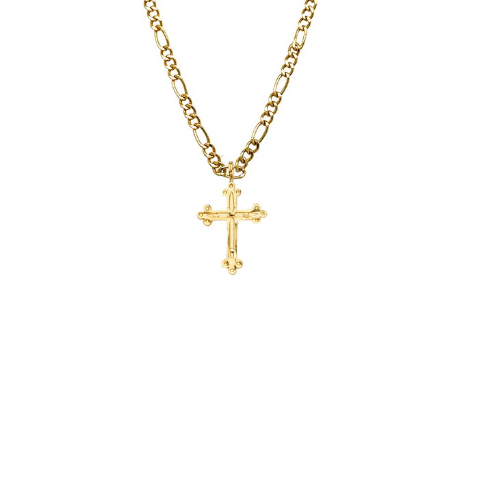 14k Gold Cross Pendant with Solid Chain - LE-2223