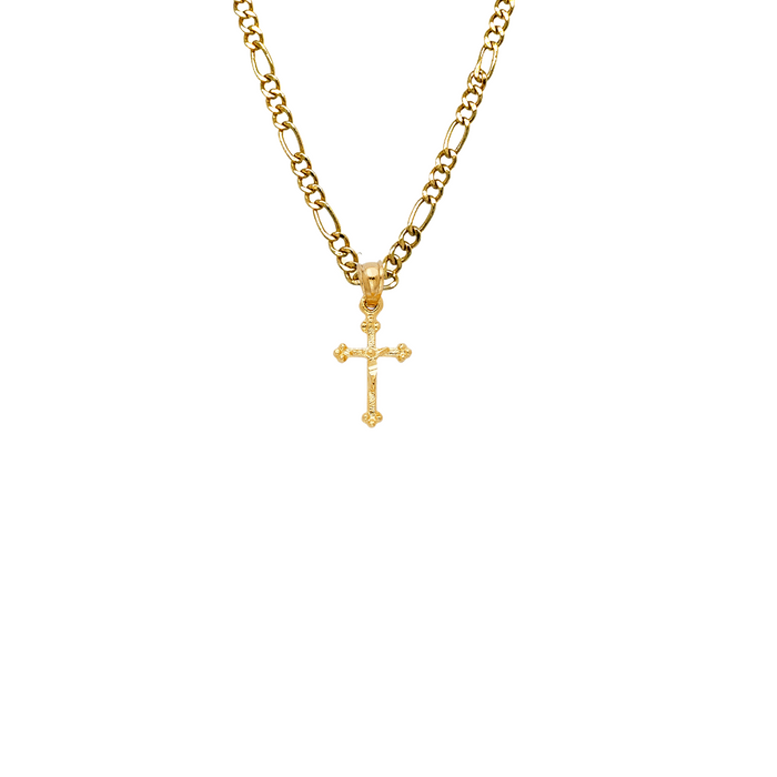 14k Gold Dainty Jesus Cross Pendant with Solid Chain - LE-1013