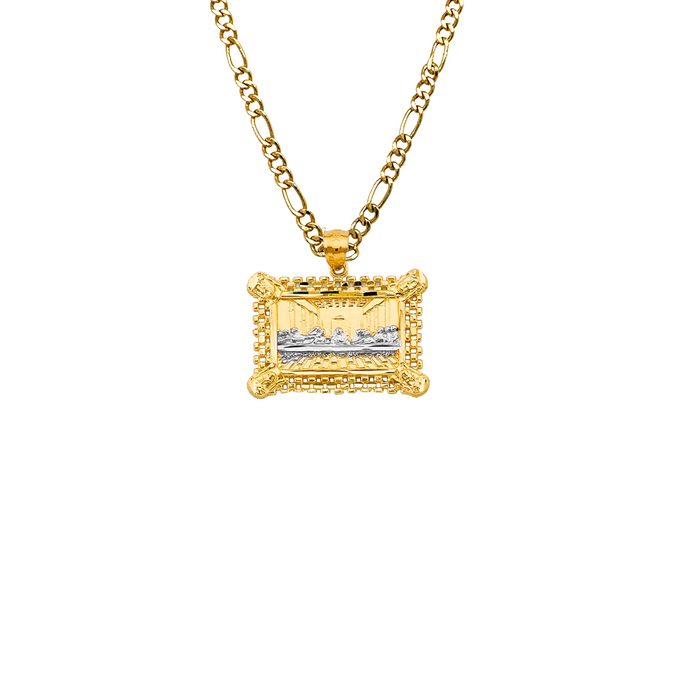 14k Last Supper Two Tone Gold Pendant with Solid Figaro Chain - LE-PT2769