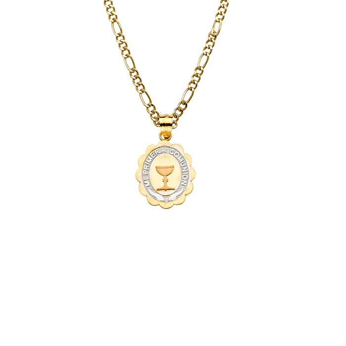 14k Mi Primera Comunion Gold Pendant and Solid Chain - LE-2278