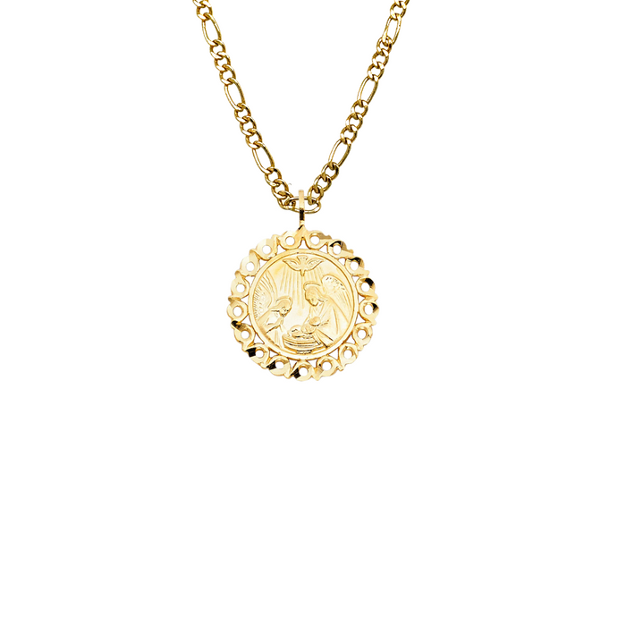 14k Baptism Gold Pendant with Solid Chain - LE-1445