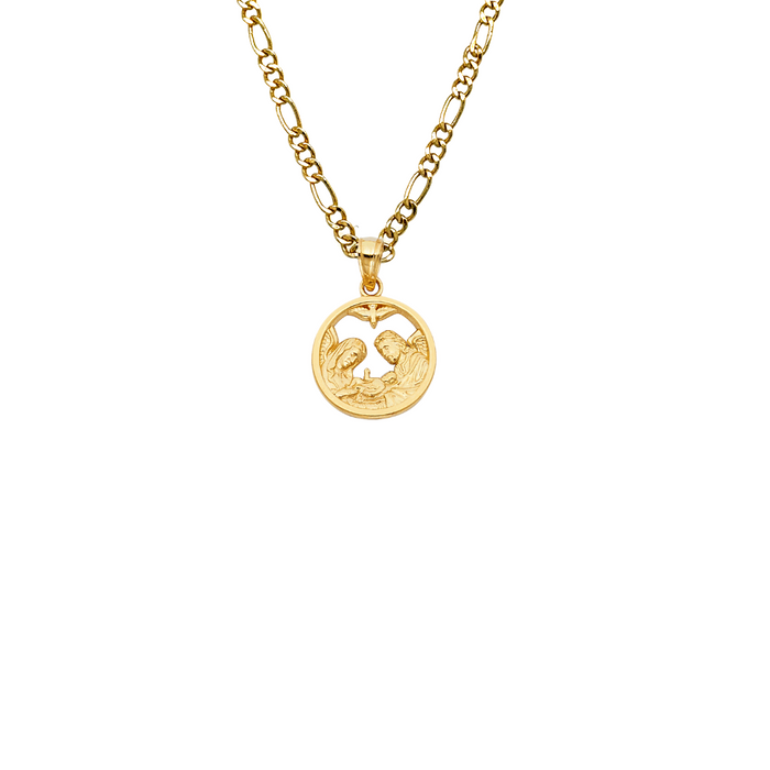 14k Baptism Gold Pendant and Solid Chain - LE-243