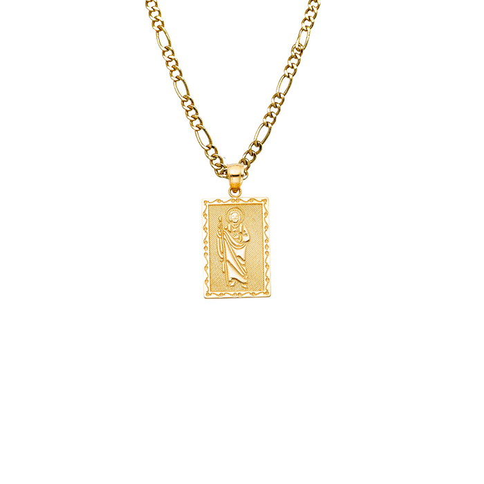 14k San Judas Gold Pendant with Solid Chain - LE-1149