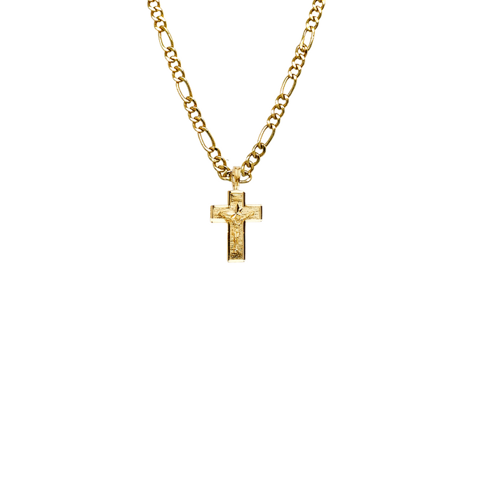 14k Gold Dainty Jesus Cross Pendant with Solid Chain - LE-2202