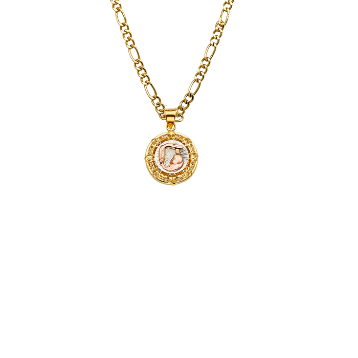 14k Baptism Gold Pendant with Solid Chain - LE-2273