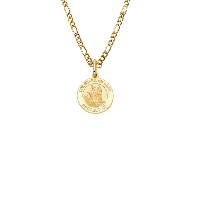 14k Our Guardian Angel Gold Pendant with Solid Chain - LE-283