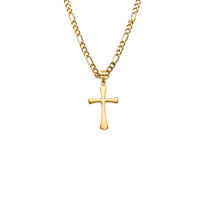 14k Gold Cross Pendant with Solid Chain - LE-2742