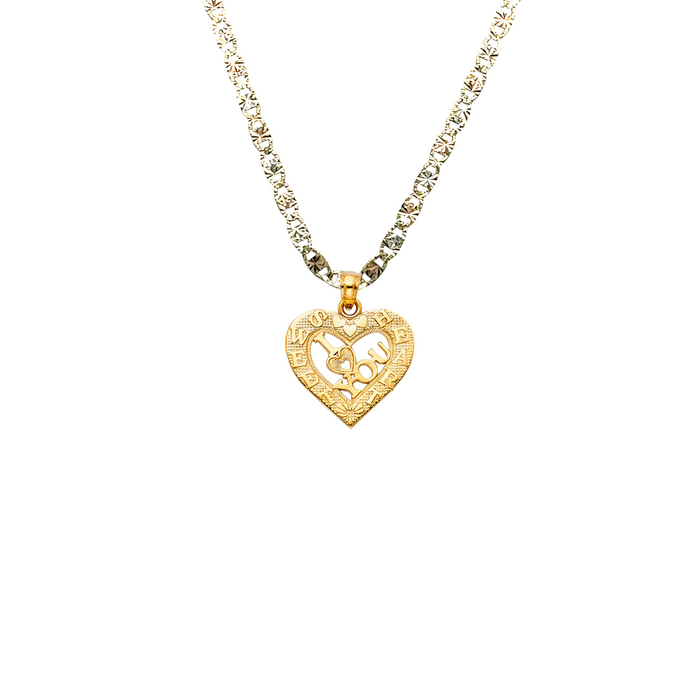 14k Sweetheart Gold Heart Pendant with Solid Chain - LE-1822