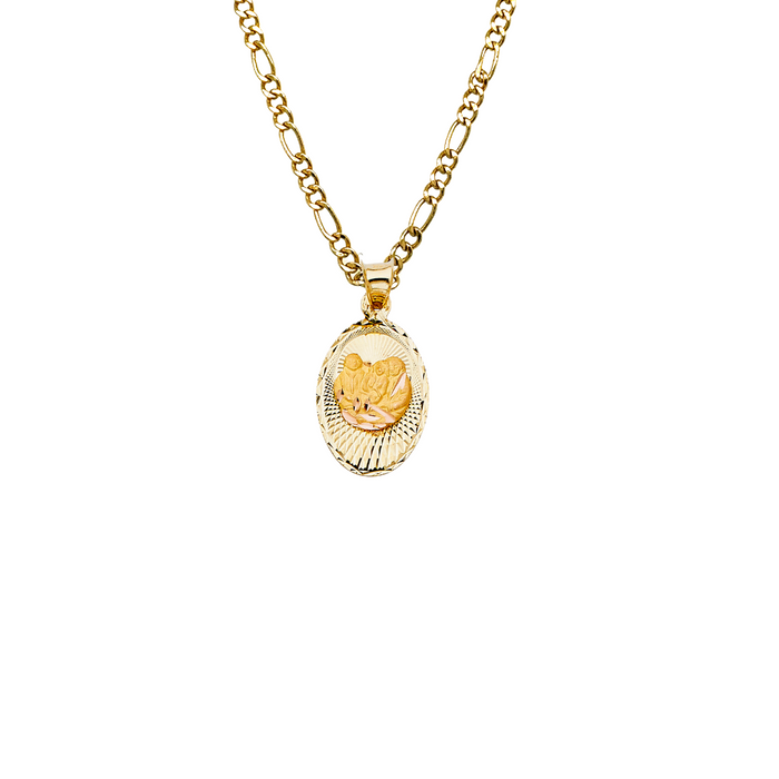 14k Baptism Gold Pendant and Solid Chain - LE-333