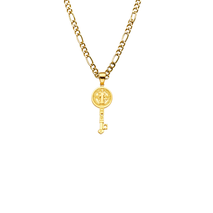 14k San Benito Small Gold Key Pendant with Solid Chain - LE-2267