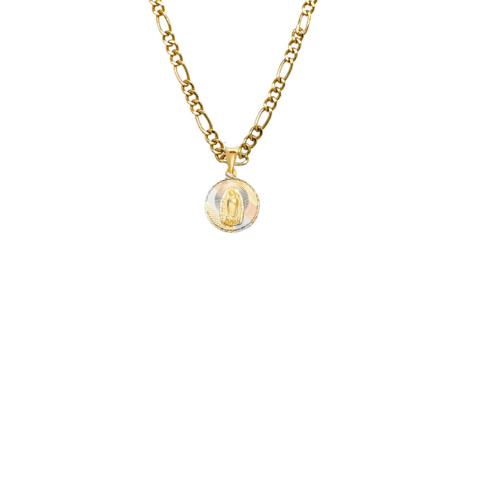 14k Virgin Mary Christ Gold Pendant with Solid Chain - LE-2152