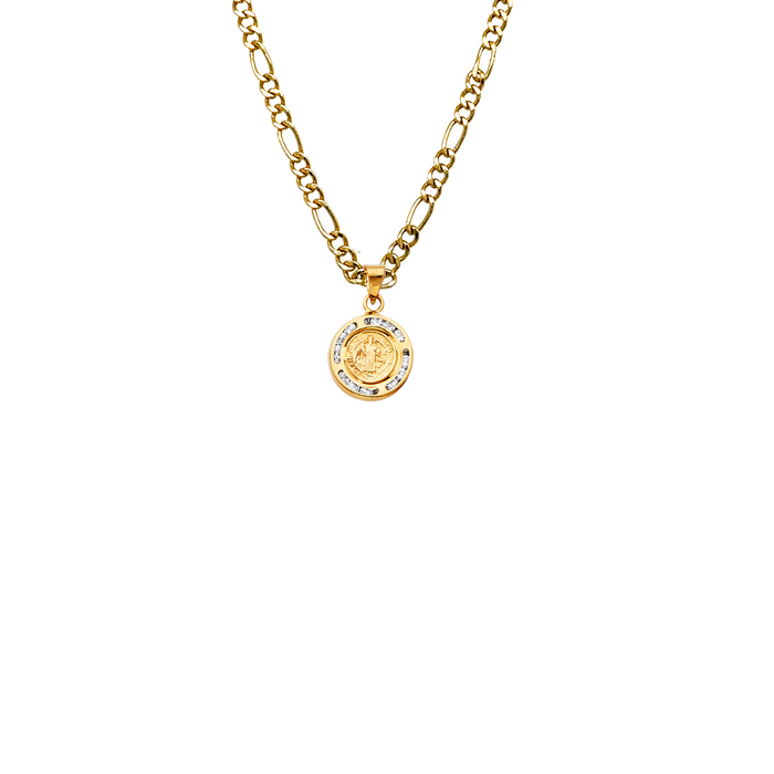 14k San Benito Two Sided Gold Pendant with Solid Chain - LE-766