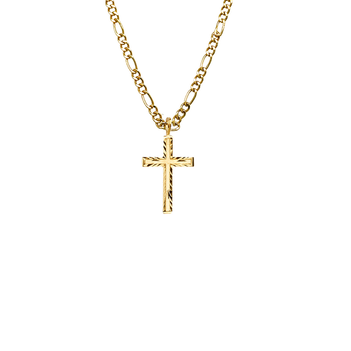 14k Gold Cross Pendant with Solid Chain - LE-2225