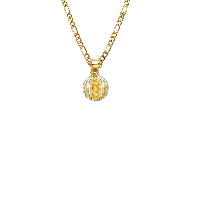 14k Virgin Mary Gold Pendant with Solid Chain - LE-308