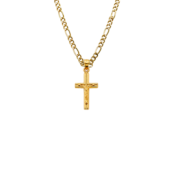 14k Gold Jesus Cross Pendant with Solid Chain - LE-2719