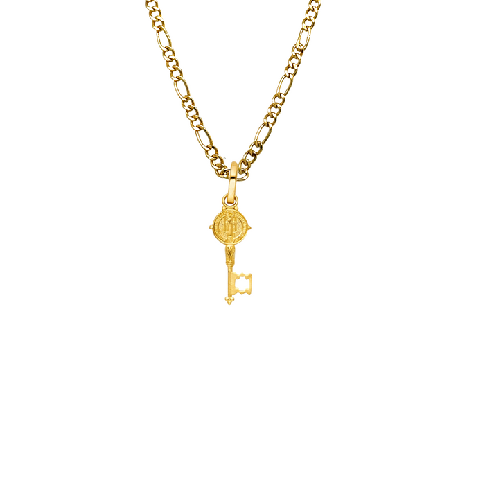 14k San Benito Small Gold Key Pendant with Solid Chain - LE-0831