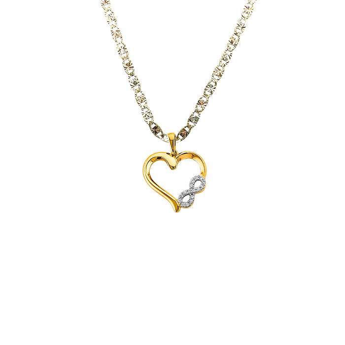 14k Gold Gemstone Infinity Heart Pendant with Solid Chain - LE-2916