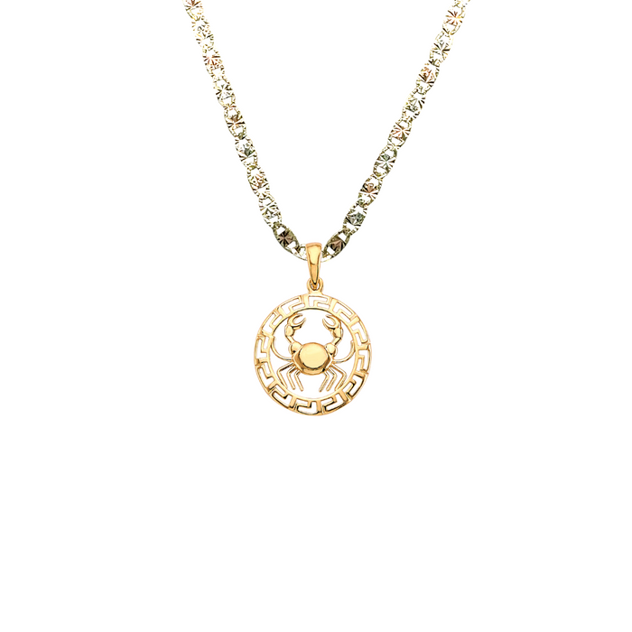 14k Cancer Zodiac Sign Gold Pendant with Solid Chain - LE-3036