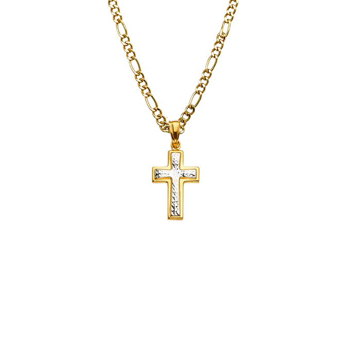 14k Gold Cross Pendant with Solid Chain - LE-2217