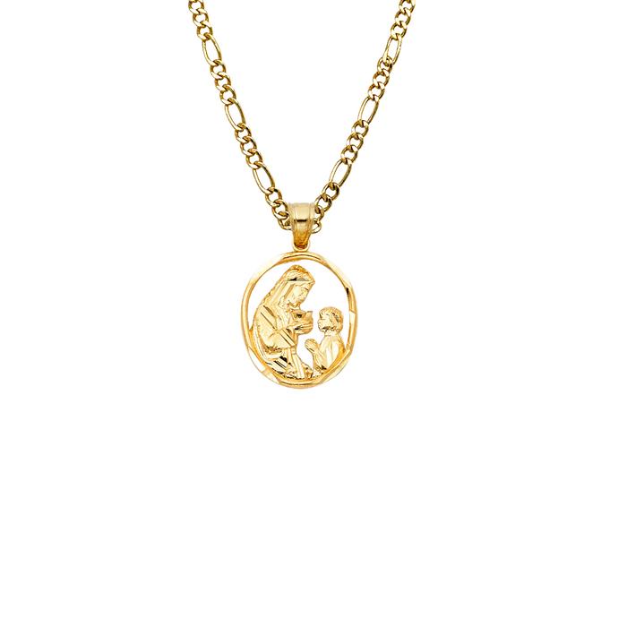 14k First Communion Gold Pendant and Solid Chain - LE-1459