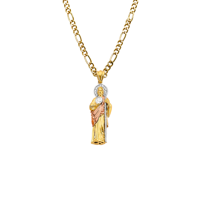 14k San Judas Gold 3D Full Body Pendant with Solid Chain - LE-3163