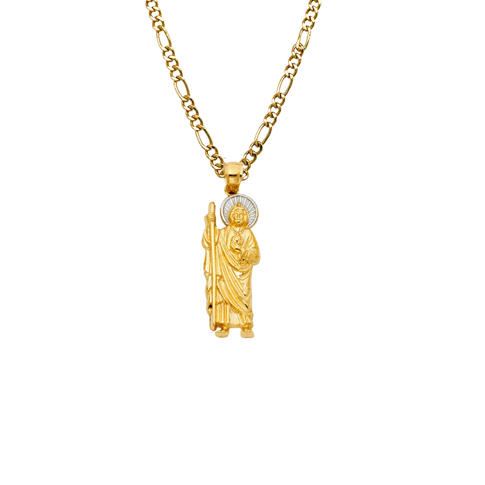 14k San Judas Gold Pendant with Solid Chain - LE-100