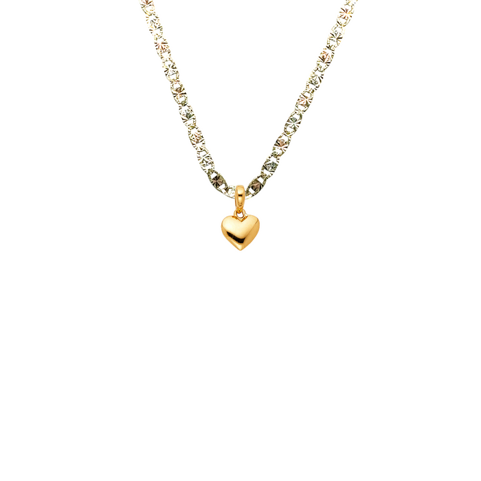 14k Gold Small Simple Heart Pendant with Solid Chain - LE-1796