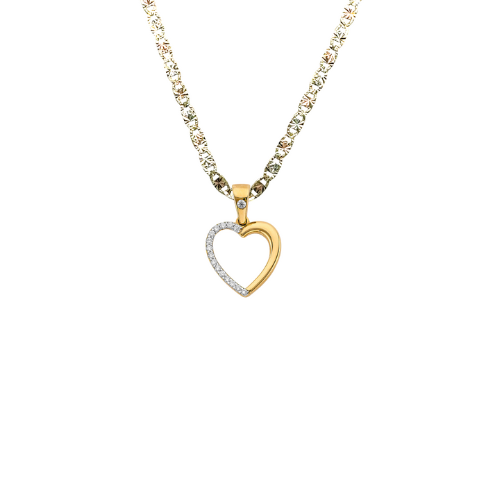 14k Gold Heart Gemstone Pendant with Solid Chain - LE-3131