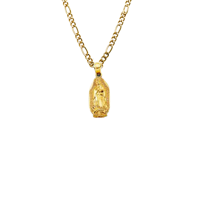 14k Virgin Mary Pendant with Solid Chain - LE-PT1078